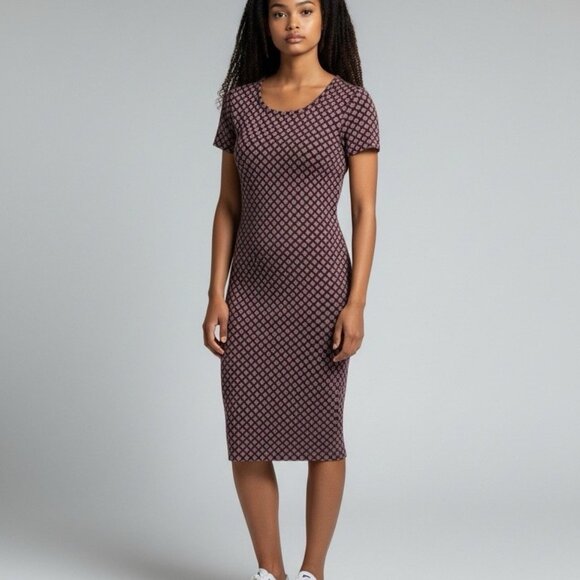 Old Navy Dress Women’s Round Neck Short Sleeve Pull-Over Knit Sheath Purple XS - Picture 2 of 9